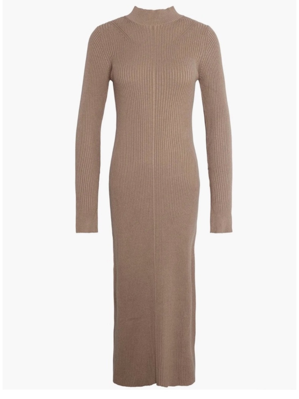 Barbour Francis Long Sleeve Rib Midi Sweater Dress Honey Brown Size 10